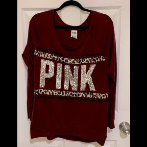PINK Sparkle Long Sleeve Cheetah Top